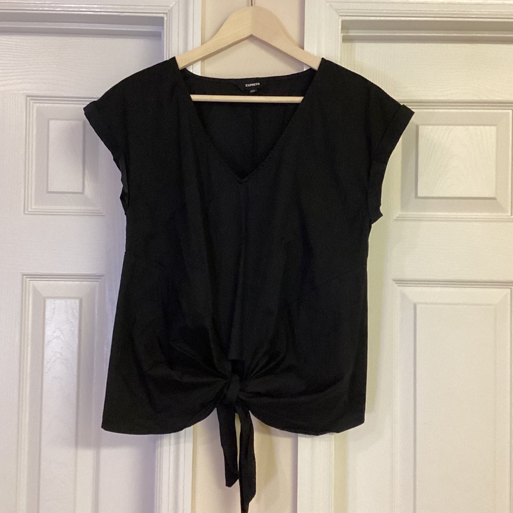 Express Black Front Tie Top
